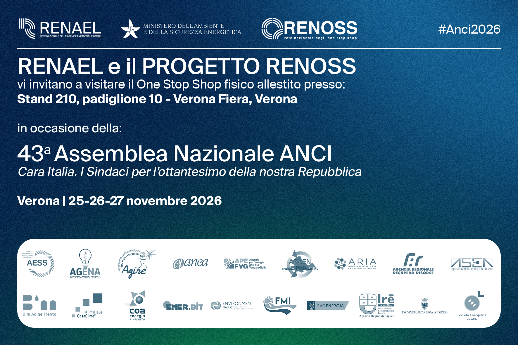 Invito RENAEL - Progetto RENOSS alla 43ª Assemblea annuale ANCI